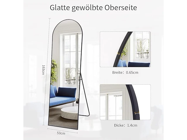 Koonmi boog full-body spiegel (53 x 163 cm) - afbeelding 2 van  5