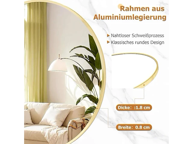 Koonmi grote ronde spiegel (106 cm) - afbeelding 2 van  3