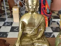 Koperen boedha ca. 30cm, houten boedha ca. 25cm - afbeelding 4 van  5