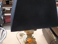 Koperen lampadère met zwarte kap hoogte 50cm - afbeelding 1 van  1