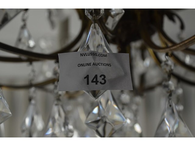 Koperen luster met kristal 15 lichtpunten - afbeelding 3 van  8