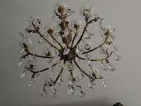 Koperen luster met kristal 15 lichtpunten - afbeelding 7 van  8