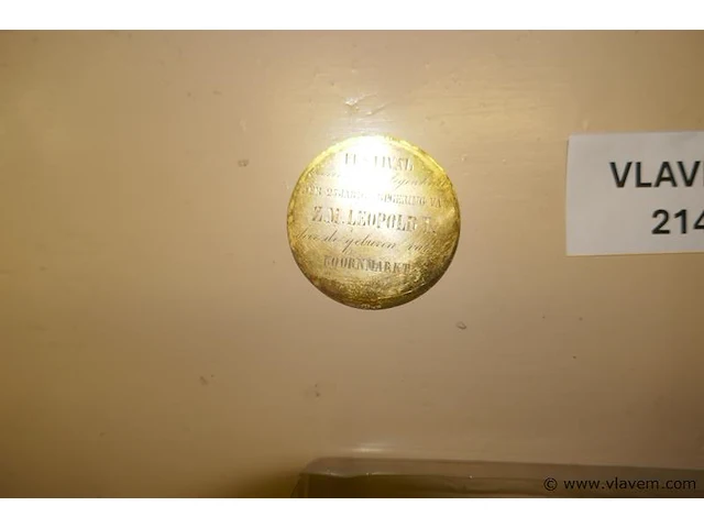 Koperen medaille van het festival 25 jaar regering van leopold i - afbeelding 1 van  2