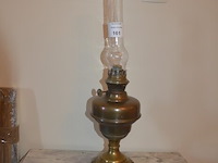 Koperen petroleum lamp, 2 koperkleurige wandlichten "engeltjes" - afbeelding 1 van  8