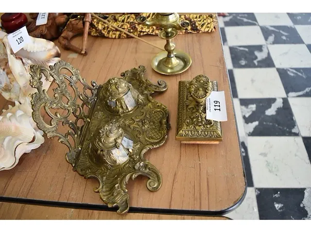 Koperen schrijfset, koperen lamp - afbeelding 5 van  7