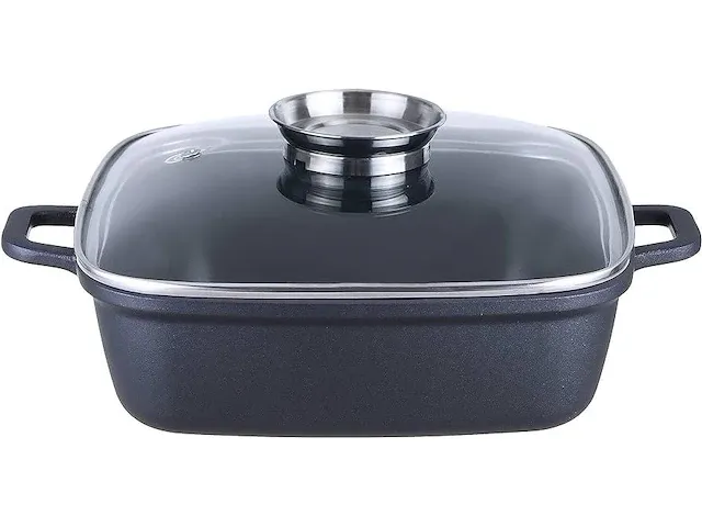 Kopf braadpan santorin (gegoten aluminium, 3,8 liter, incl. glazen deksel met aromaknop, inductie) zwart - afbeelding 1 van  3