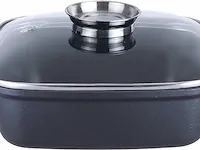 Kopf braadpan santorin (gegoten aluminium, 3,8 liter, incl. glazen deksel met aromaknop, inductie) zwart