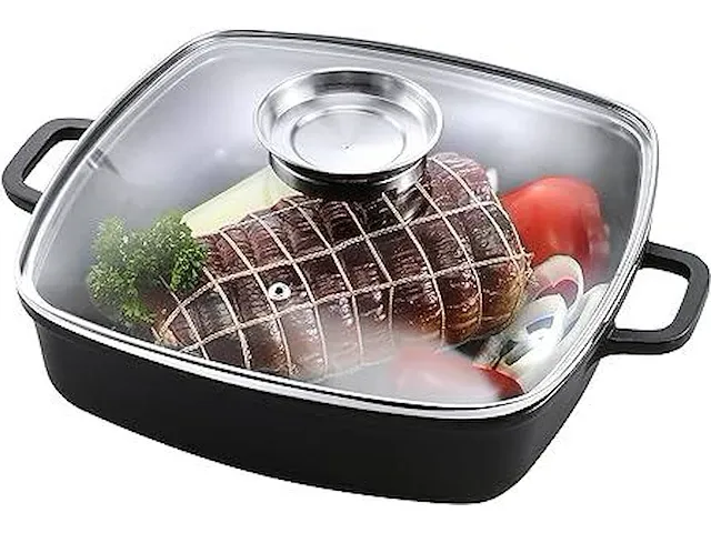 Kopf braadpan santorin (gegoten aluminium, 3,8 liter, incl. glazen deksel met aromaknop, inductie) zwart - afbeelding 3 van  3
