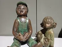 Koppel kinderen (brons) - afbeelding 1 van  1