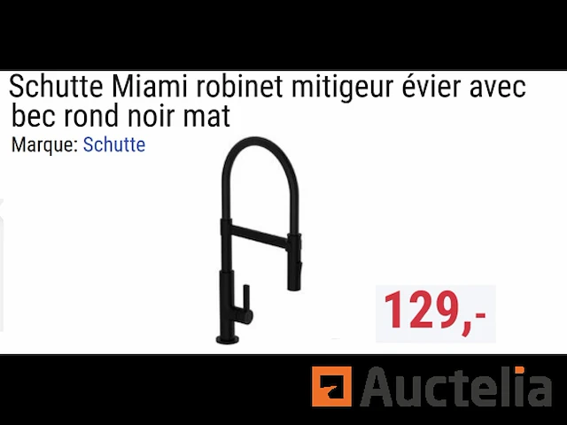 Kraan wastafel mixer met matzwarte ronde uitloop schütte 79147 miami - afbeelding 1 van  1