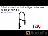Kraan wastafel mixer met matzwarte ronde uitloop schütte 79147 miami