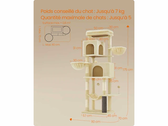 Krabpaal - 175 cm - zand beige - afbeelding 5 van  5