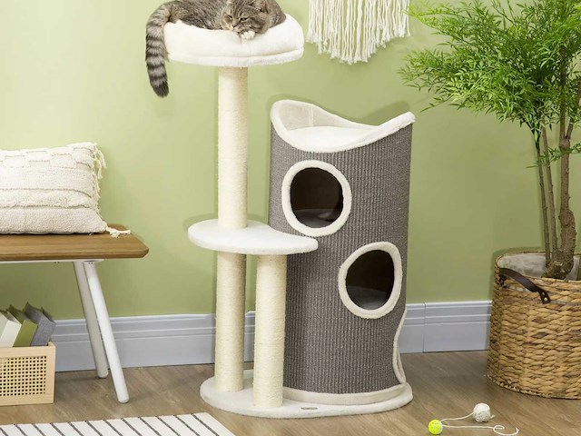 Krabpaal met kattenmand en krabpaal - afbeelding 1 van  6