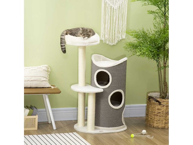 Krabpaal met kattenmand en krabpaal - afbeelding 2 van  6