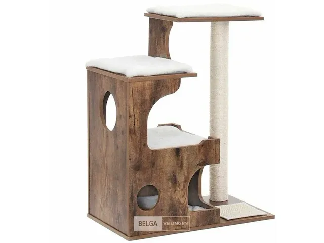 Krabpaal voor katten - bruin/zwart - 66x42x88 - afbeelding 1 van  3