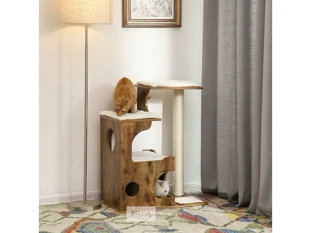 Krabpaal voor katten - bruin/zwart - 66x42x88 - afbeelding 2 van  3