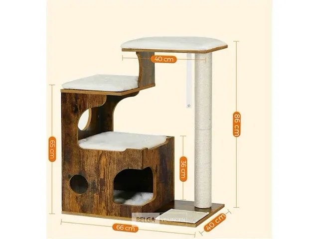 Krabpaal voor katten - bruin/zwart - 66x42x88 - afbeelding 3 van  3