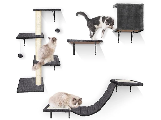 Krabpaal + wand klimelementen katten - afbeelding 1 van  5