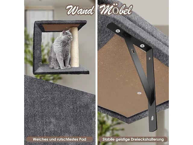 Krabpaal + wand klimelementen katten - afbeelding 5 van  5