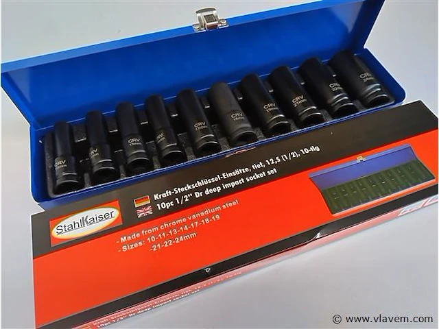 Krachtdoppenset 10 delig 1/2" - afbeelding 1 van  4