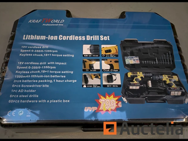 Kraftworld draadloze schroevendraaierset 18v lithium - afbeelding 1 van  3