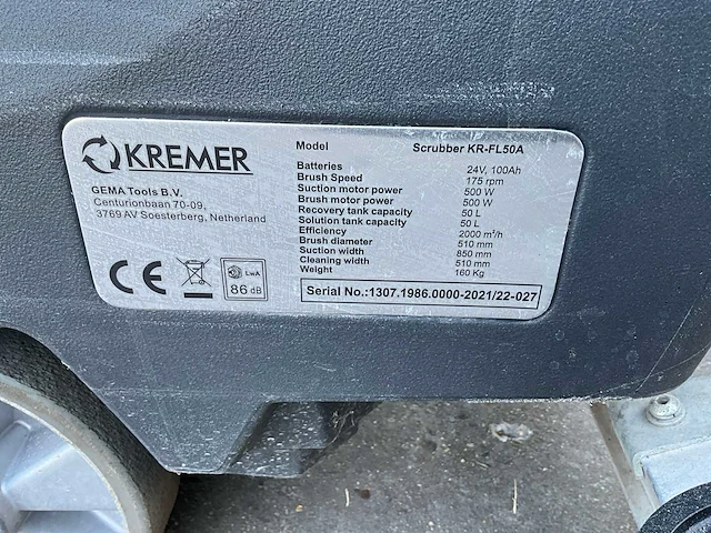 Kremer scrubber kr-fl50a vloerreiniger - vloerschrobmachine - afbeelding 4 van  12