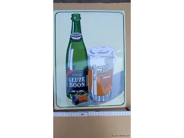 Kriek boon & oude geuze boon origineel reclameborden metaal 2 stuks - afbeelding 2 van  5