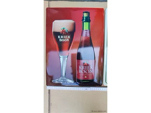 Kriek boon & oude geuze boon origineel reclameborden metaal 2 stuks - afbeelding 3 van  5