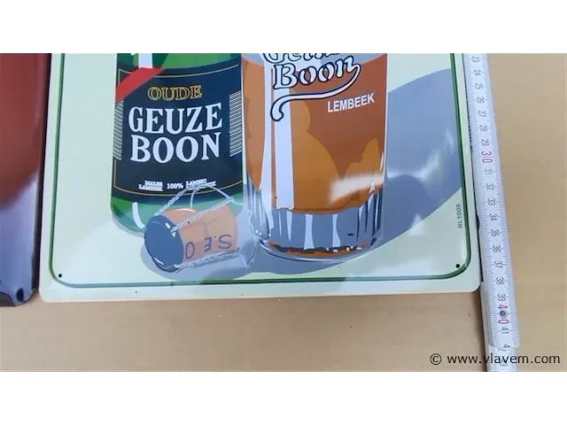 Kriek boon & oude geuze boon origineel reclameborden metaal 2 stuks - afbeelding 4 van  5