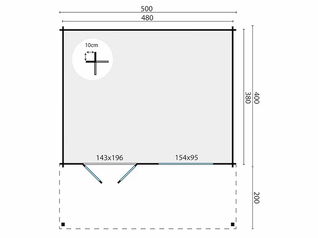 Kristan - tuinhuis 44mm 5000x6000x2630mm onbehandeld - afbeelding 6 van  6