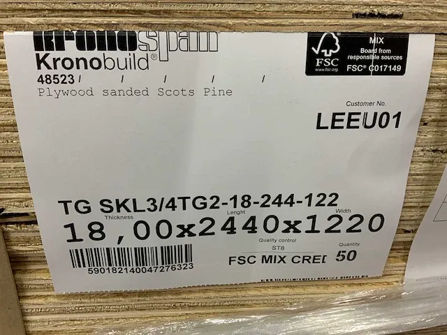 Kronobuild underlayment 2440x1220x18mm (50x) - afbeelding 3 van  9