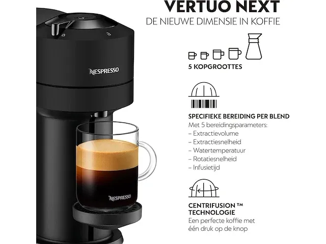 Krups vertuo next xn910n - koffiecupmachine - mat zwart - afbeelding 2 van  4