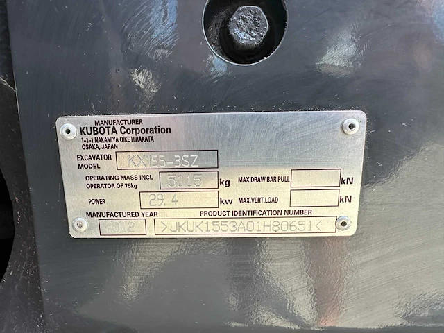 Kubota - 2012 - kx155-3 - midigraafmachine - afbeelding 31 van  38