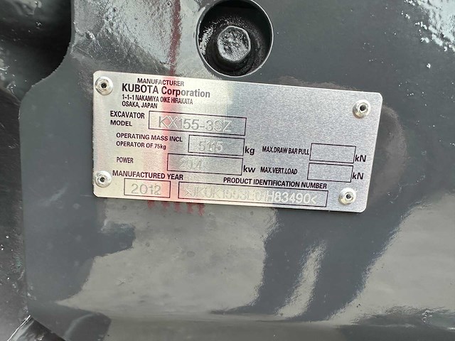 Kubota - 2012 - kx155-3sz - midigraafmachine - afbeelding 21 van  36