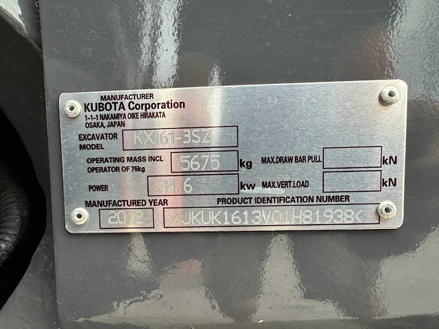 Kubota - 2012 - kx161-3 - midigraafmachine - afbeelding 36 van  42