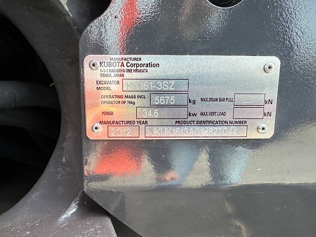 Kubota - 2012 - kx161-3sz - midigraafmachine - afbeelding 8 van  33