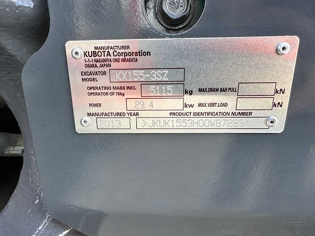 Kubota - 2013 - kx155-3 - midigraafmachine - afbeelding 38 van  44
