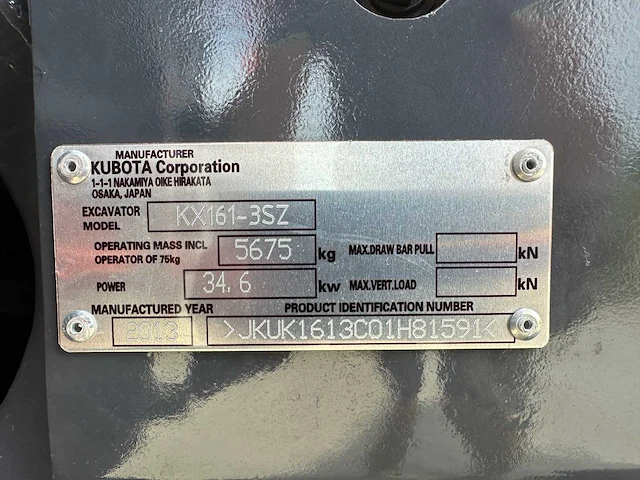Kubota - 2013 - kx161-3 - midigraafmachine - afbeelding 36 van  42