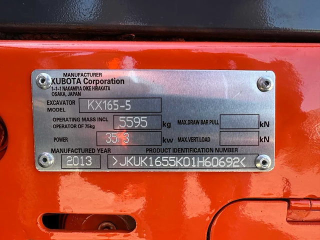Kubota - 2013 - kx165-5 - midigraafmachine - afbeelding 38 van  44