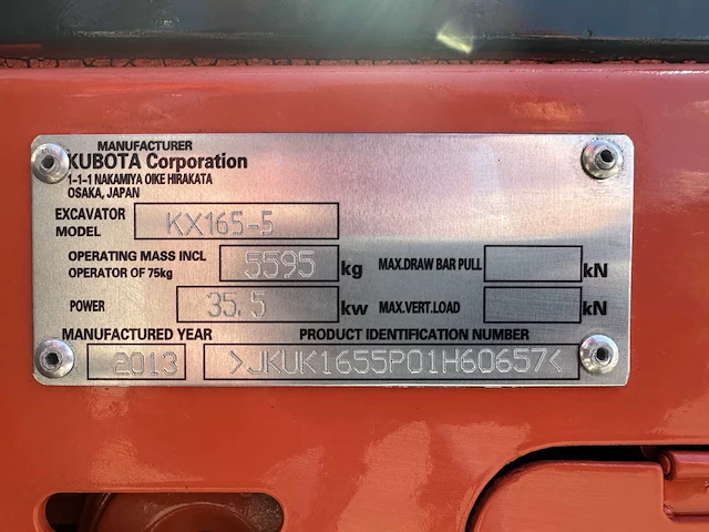 Kubota - 2013 - kx165-5 - midigraafmachine - afbeelding 39 van  45