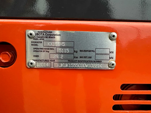 Kubota - 2014 - kx155-5 - midigraafmachine - afbeelding 43 van  44