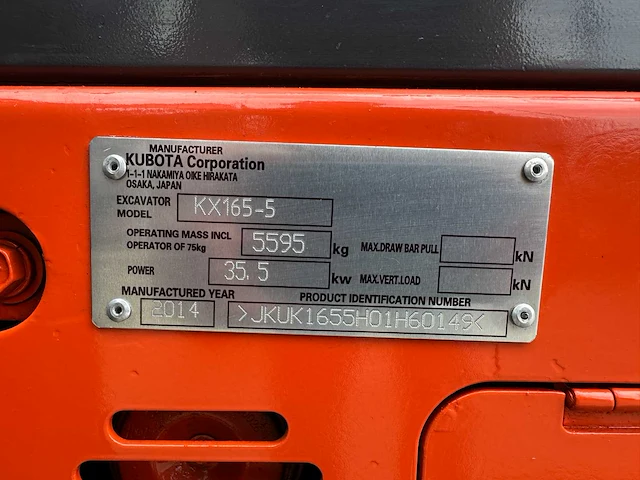 Kubota - 2014 - kx165-5 - midigraafmachine - afbeelding 38 van  44