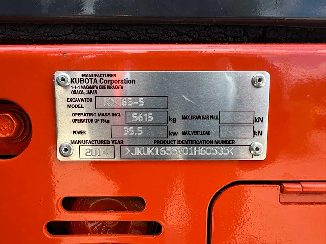 Kubota - 2014 - kx165-5 - midigraafmachine - afbeelding 36 van  42