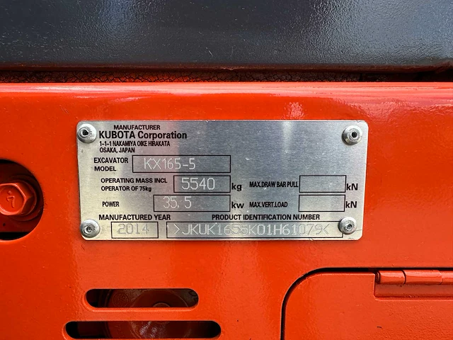 Kubota - 2014 - kx165-5 - midigraafmachine - afbeelding 30 van  37