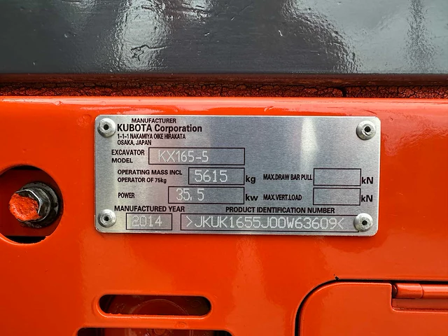 Kubota - 2014 - kx165-5 - midigraafmachine - afbeelding 38 van  44