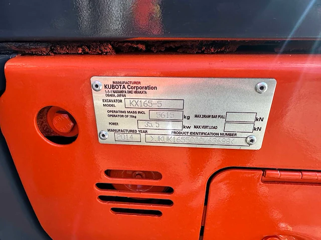 Kubota - 2014 - kx165-5 - midigraafmachine - afbeelding 29 van  36