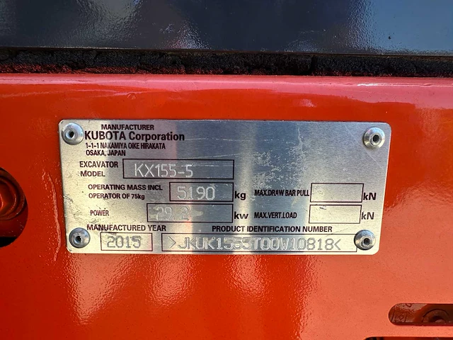 Kubota - 2015 - kx155-5 - midigraafmachine - afbeelding 39 van  45