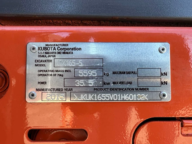 Kubota - 2015 - kx165-5 - midigraafmachine - afbeelding 41 van  47