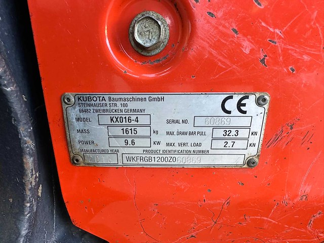 Kubota - 2016 - kx016-4 - midigraafmachine - afbeelding 31 van  38