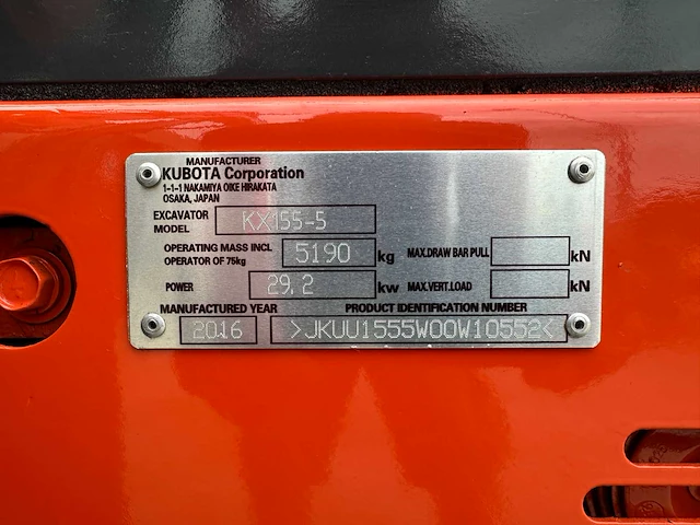 Kubota - 2016 - kx155-5 - midigraafmachine - afbeelding 37 van  43
